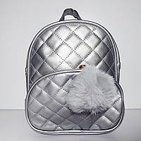 Рюкзак для девочки кожзаменитель цвет серебро