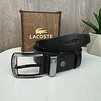 Классический мужской кожаный ремень широкий стиль Лакоста Крокодил Lacoste премиум качество r_849