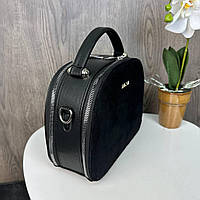 Жіноча сумка замшева клатч на плече стиль ZARA чорна, міні сумочка натуральна замша Зара r_999