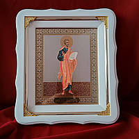 Икона Апостол Петр в белом киоте на подарок 24х21см