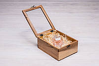Подарочная коробочка из дерева со стеклянной крышкой Именная коробка для подарка Без гравировки, S - 180x141x82 мм