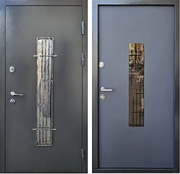 Вхідні двері вуличні Форт-М Стеклопакет з ковкою Стандарт Метал/МДФ