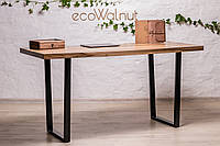 Офисный стол EcoWalnut из дуба в стиле лофт Обеденный кухонный дубовый стол с металлическими ножками M - 1200x600x750 мм, Орех