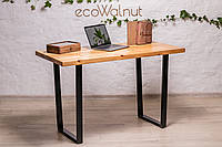 Офисный стол EcoWalnut из дуба в стиле лофт Обеденный кухонный дубовый стол с металлическими ножками L - 1500x600x750 мм, Сосна