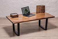 Кофейний стол с прямоугольными краями Журнальный столик из дуба L - 1500x600x350 мм, Орех