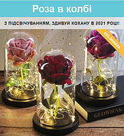 Роза в колбі з підсвічуванням Forever Rose Світлодіодні миготливі квіти в склі Riva