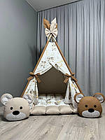 Вігвам для дітей Ведмежа на хмаринці БОНБОН Повний комплект, вігвам для дівчинки, вігвам для хлопчика, дитяча палатка , вігвам