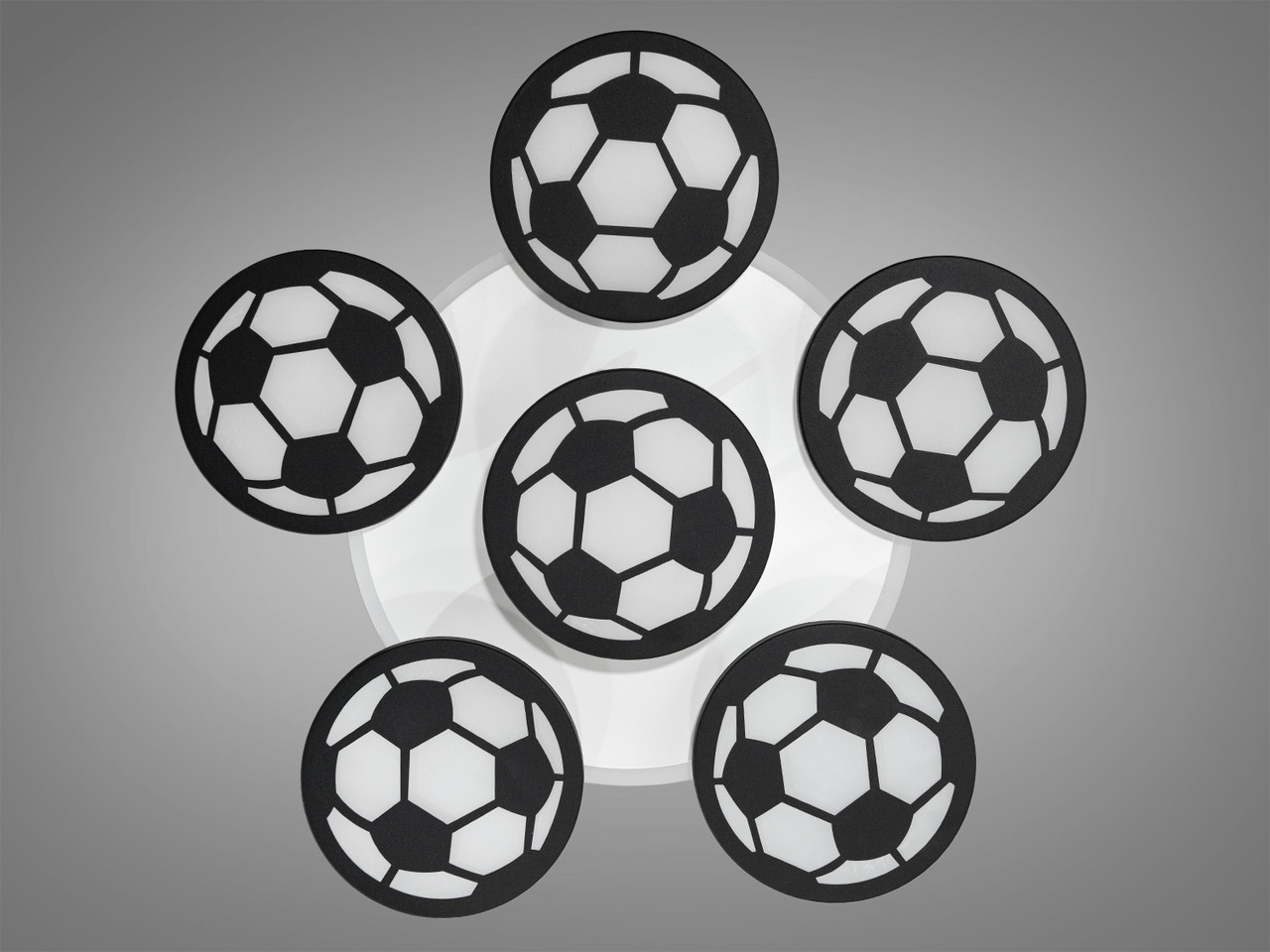 Стельова LED люстра в дитячий "футбольний м'яч", колір чорний, 90 W на 12 кв.м 8065-5+1BK-LS, фото 1