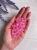 Бусины матовые " Лед " 8 мм , ярко розовые 500 грамм