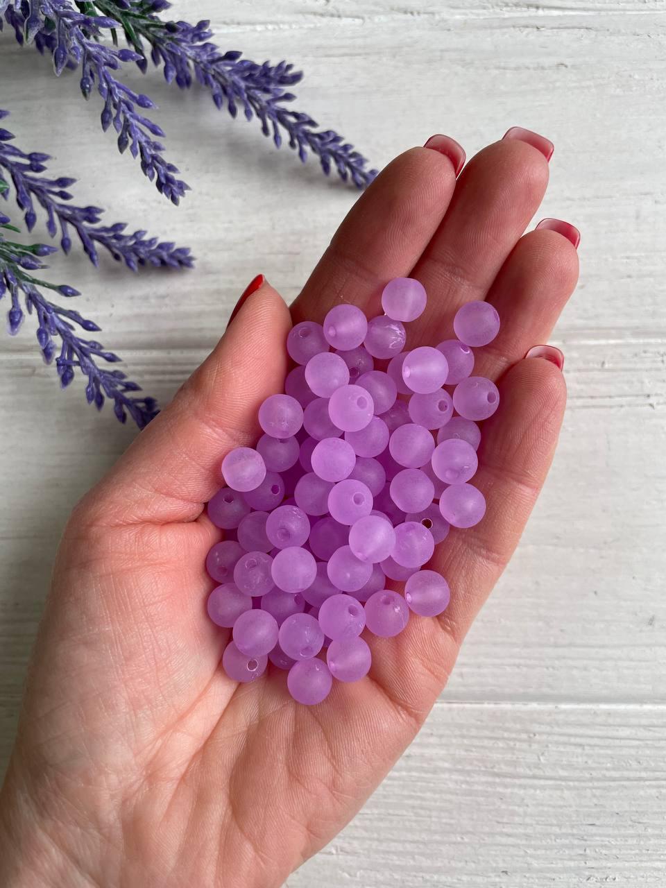 Намистини матові " Лід " 8 мм, лавандові  500 грам