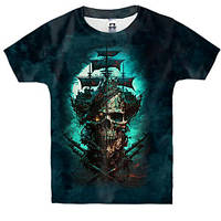 Детская 3D футболка пиратский корабль АРТ