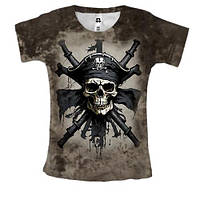 Женская 3D футболка с пиратским черепом