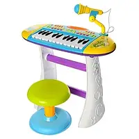 Дитячий Ігровий Музичний Синтезатор-Піаніно Юний віртуоз на ніжках, стільчик і мікрофон, СИНІЙ арт. 383