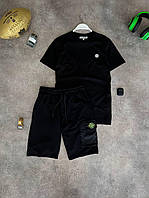 Комплект футболки и шорты Stone Island мужской черный