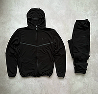Мужской спортивный костюм Nike весенний осенний демисезонный Кофта на молнии + Штаны черный + штаны черный