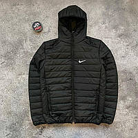 Мужская куртка Nike весна осень с капюшоном черная демисезонная