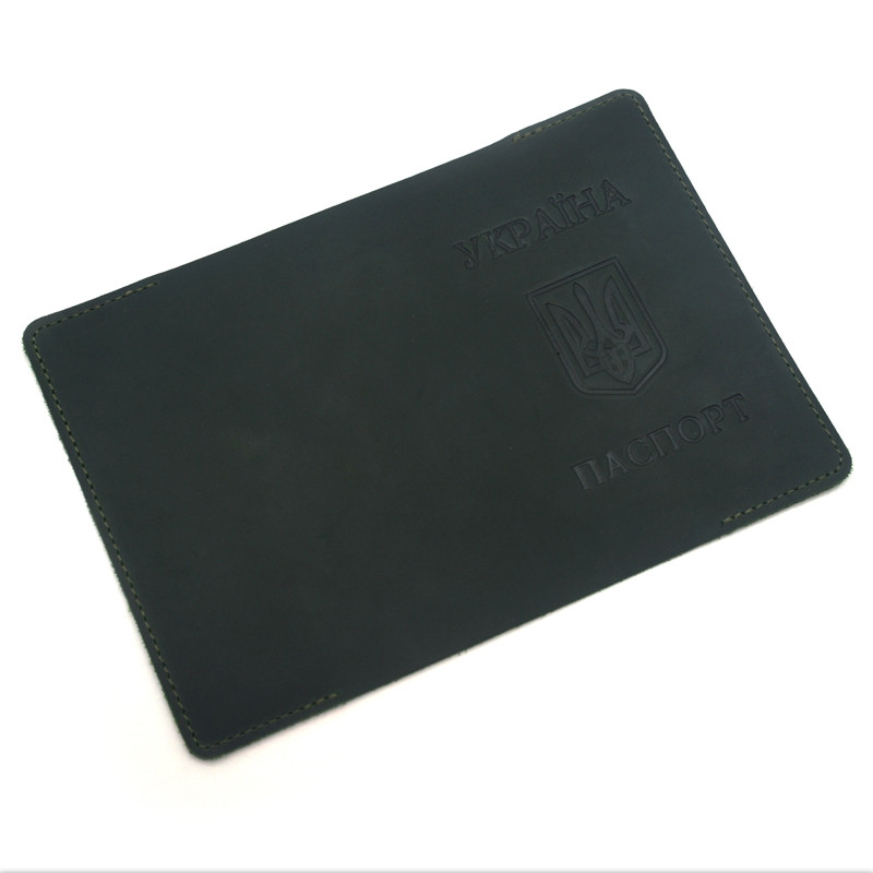 Обкладинка для документів шкіра Крейзі Паспорт Україна зелений 5186, фото 1