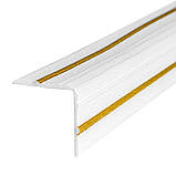 Плінтус РР самоклеючий білий з золотою смужкою 2300*140*4мм (D) SW-00001812, фото 2