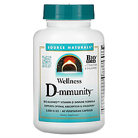 Поддержка иммунитета с витамином D, Wellness D-mmunity, 6000 МЕ, 60 капс Source Naturals США