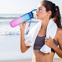 Мотиваційна пляшка для води Refill 1 л з часом Tritan Blue-Pink, фото 3