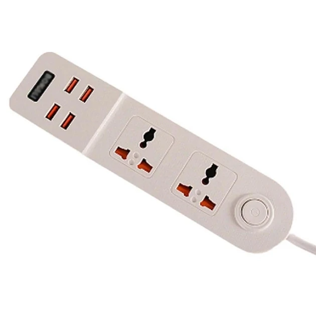 Універсальний мережевий подовжувач RMX на 2 вилки з 4 USB портами 3.4А Anti-Static BKL-02 Power Socket, фото 1
