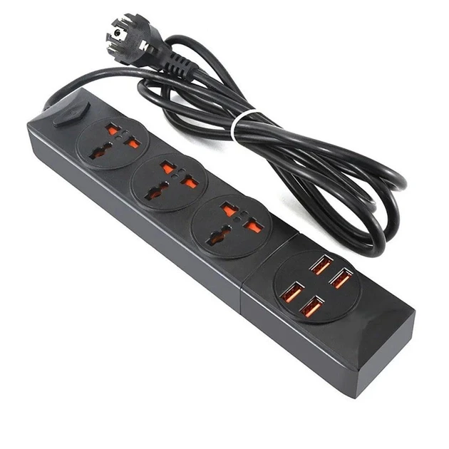 Універсальний мережевий подовжувач RMX на 3 вилки з 4 USB портами 3.4А Anti-Static BKL-01 Power Socket, фото 1