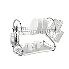 Сушарка настільна для посуду A-PLUS 1154 з кишенями для приладів та чашок Лучшая цена, фото 3