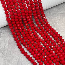 Намистини Хрусталь - Rondelle, 8 мм, колір Червоний, 65-68 шт на нитці, 1 нитка, Червоний