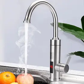 Водонагрівач ХРОМ проточний Water Heater RY-020 нагрівач електричний 3000 Вт з дисплеєм SV227