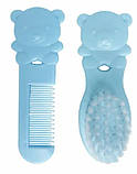 Дитячий гребінець і щітка для новонароджених для першого волосся і вичісування себорейних кірочок MegaZayka блакитний, фото 2