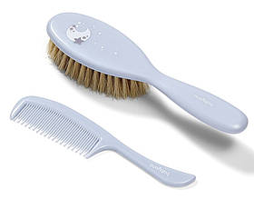 Дитяча натуральна м'яка щітка для волосся та гребінець для вичісування кірочок Baby Ono Блакитна