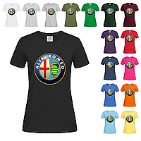 Черная женская футболка Альфа ромео лого (15-19-3)