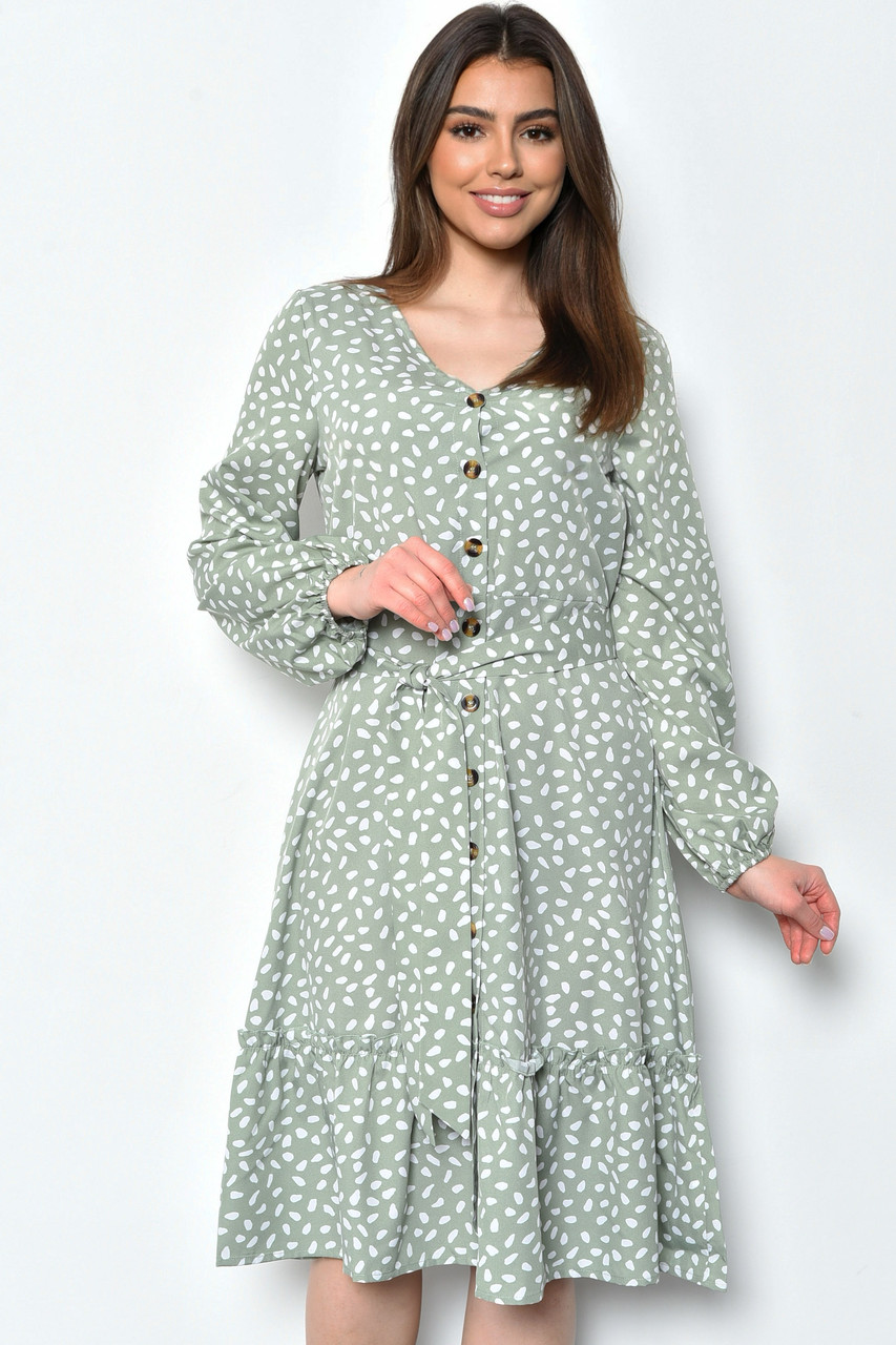 Сукня жіноча шифонова оливкового кольору 171549L