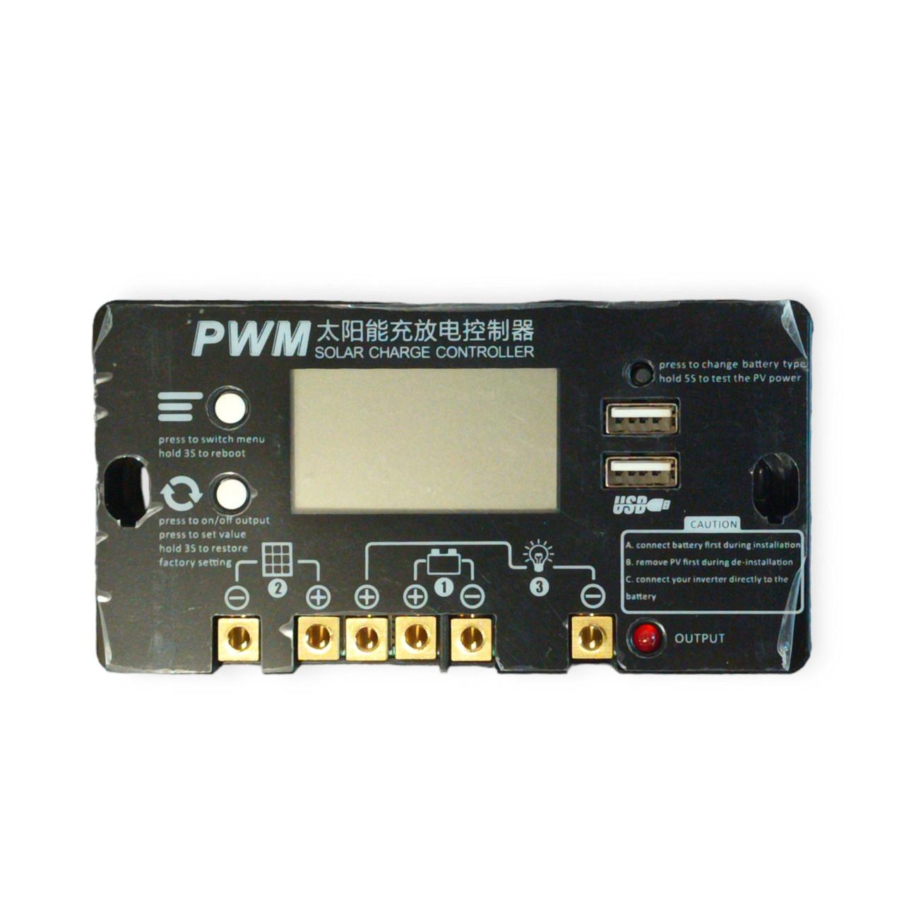 Контролер заряду для сонячних батарей 12/24 В PWM JR 30 А, фото 1
