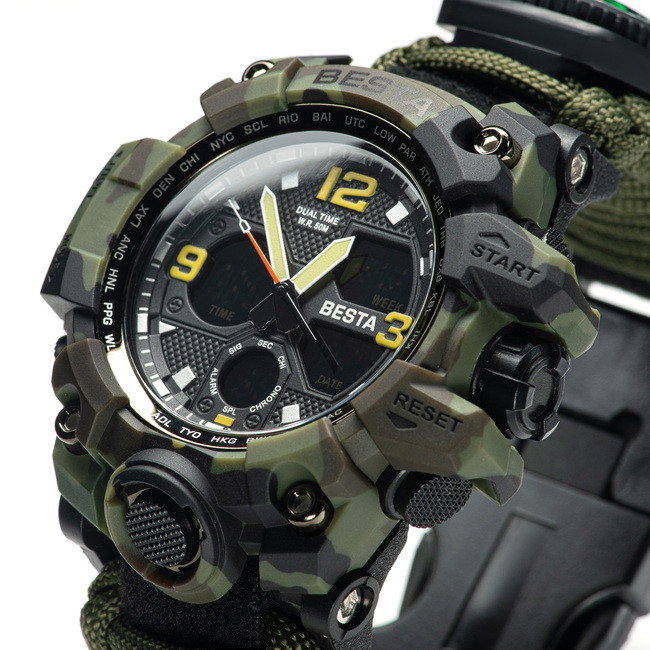 Годинник чоловічий тактичні Besta Life Pro Khaki з компасом, фото 1