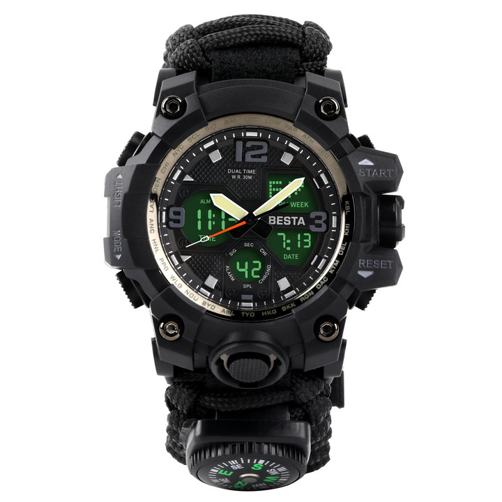 Годинник чоловічий тактичні Besta Life Pro AllBlack з компасом