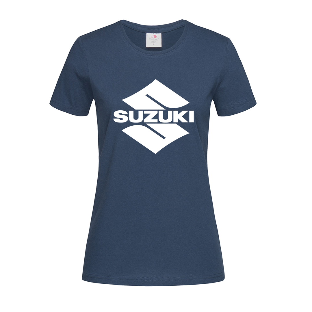 Темно-синяя женская футболка Suzuki logo (15-23-1-темно-синій) - фото 1 - id-p2099716986