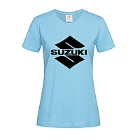 Голубая женская футболка Suzuki logo (15-23-1-блактний)