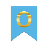 Літера "О" для будь-якої гірлянди, золото на блакитному