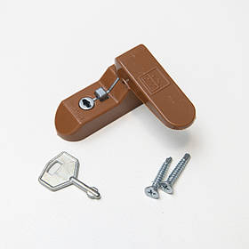 Блокіратор на вікна антидетка Penkid з кнопкою і ключем світло коричневий