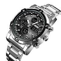 Мужские наручные часы Skmei Molot Серебряные с черным циферблатом ЛУЧШИЙ ПОДАРОК
