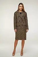 Женское коричновое пальто из шерсти