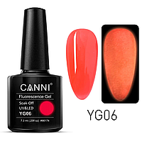Флуоресцентный гель-лак Canni YG06, 7.3 мл, яркий красный