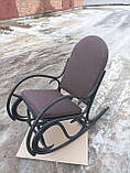 Плетенное кресло-качалка Олимп из ротанга в цвете графит с мягкими подушками, фото 2