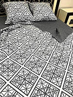 Комплект постельного белья с геометрическим узором черно-белый полуторный