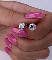 Срібні дитячі сережки пусети з каменем, родій