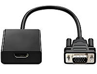 Конвектор VGA (папа) HDMI (мама) + AUX коробка черный