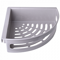 Кутова поличка для ванної кімнати пластикова 19*19*6см какао Алеана