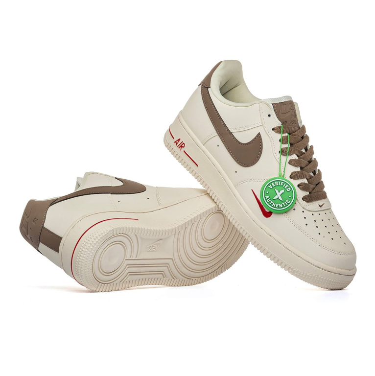 Чоловічі Кросівки Nike Air Force 1 low One Brown beige бежеві взуття Найк Форси шкіряні низькі