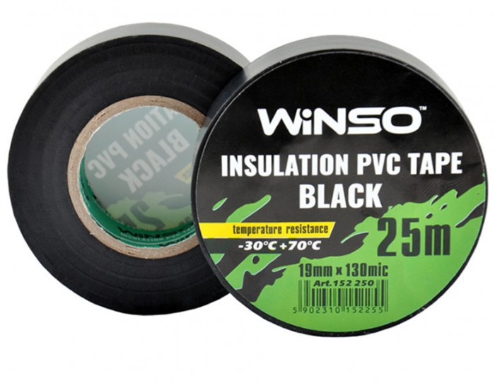 Ізоляційна ПВХ стрічка чорна, довжина 25м., ширина 19мм., товщина 130мк. (10/200шт.), фото 1